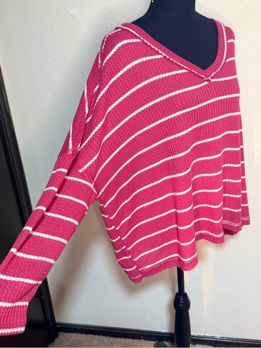 Altard State NWT Women’s Small Striped V-Neck Sweater Oversized Slouchy Relaxed